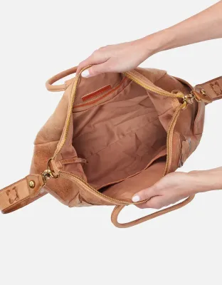 SHEILA Floral Applique Large Satchel - Buffed Tan