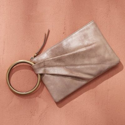 SHEILA Hard Ring Clutch - Metallic Leather
