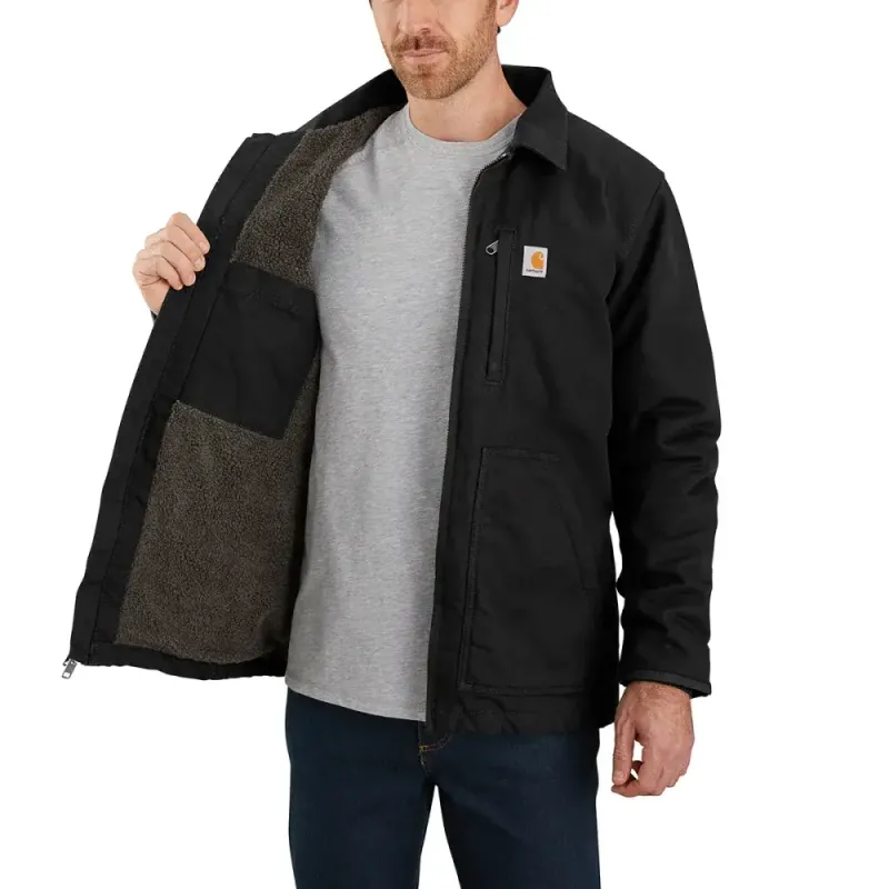 Loose Fit Washed Duck Sherpa-Lined Coat  - Tall
