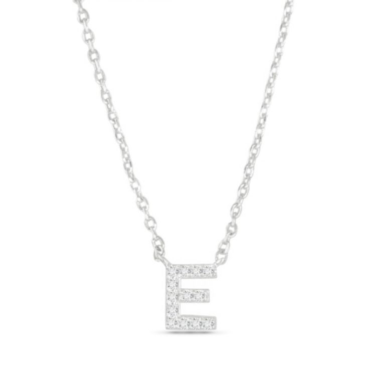 Silver CZ Initial Necklace