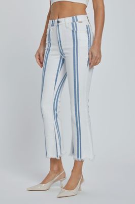 Stripe High Rise Crop Flare 