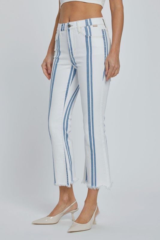Stripe High Rise Crop Flare 