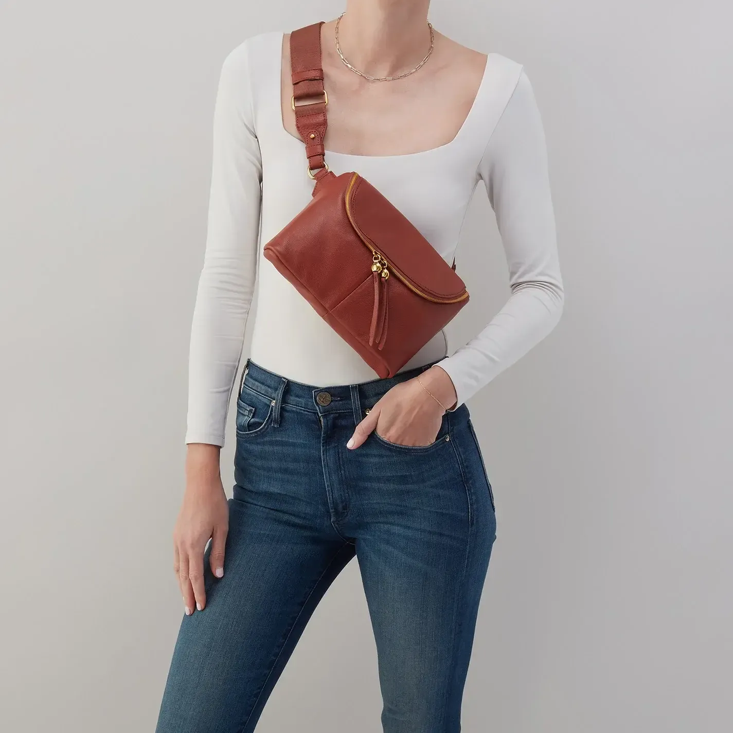 Fern Large Belt Bag - In Pebbled Leather