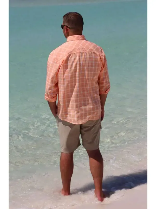 Coastal Plaid Long Sleeve LS Button Down Shirt