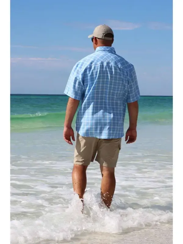 Coastal Plaid Short Sleeve Button Down Shirt