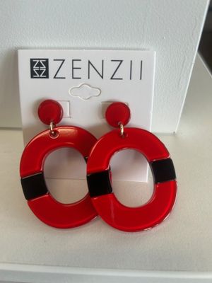 Color Block Oval Drop Earrings 