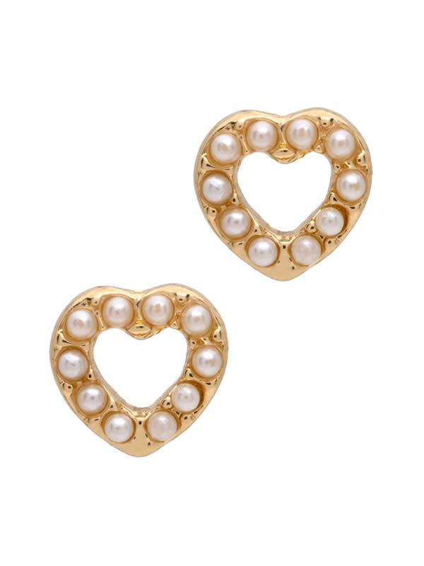 Pearl Heart Stud Earrings