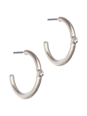 Silver Focal Crystal Hoop Earrings