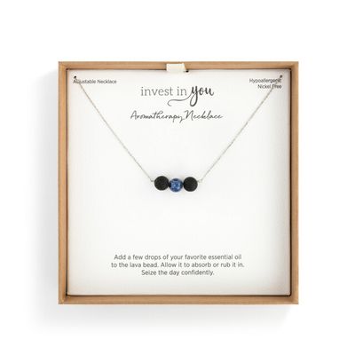 Beaded Aromatherapy Necklace - Silver/Sodalite
