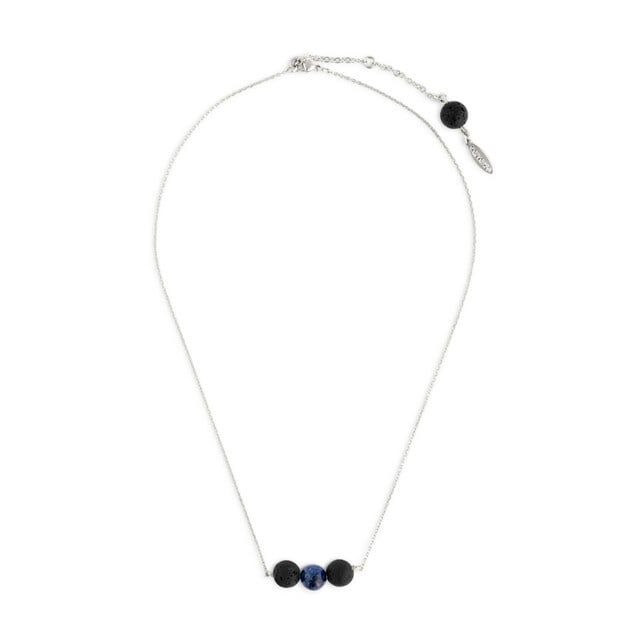 Beaded Aromatherapy Necklace - Silver/Sodalite