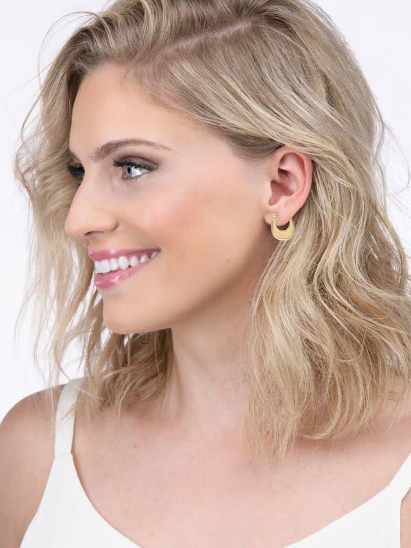 Gold Mini Cresent Hoop Earrings