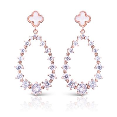 CZ - MOP Open Tear Drop Earrings - Rose Gold
