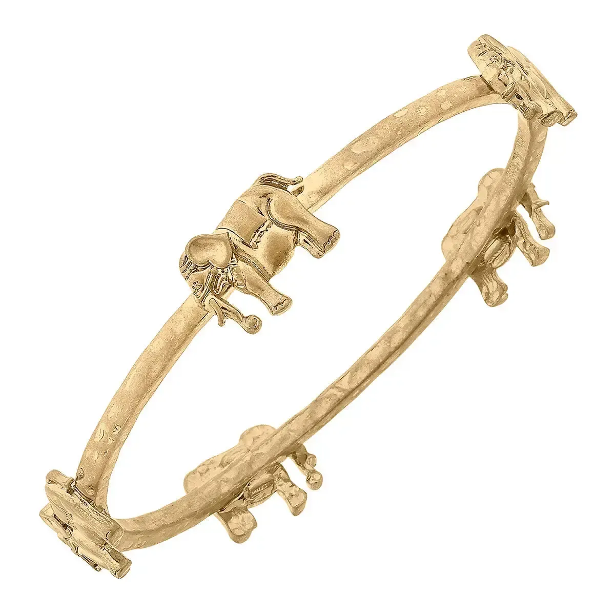 Bracy Elephant Bangle in Worn Gold