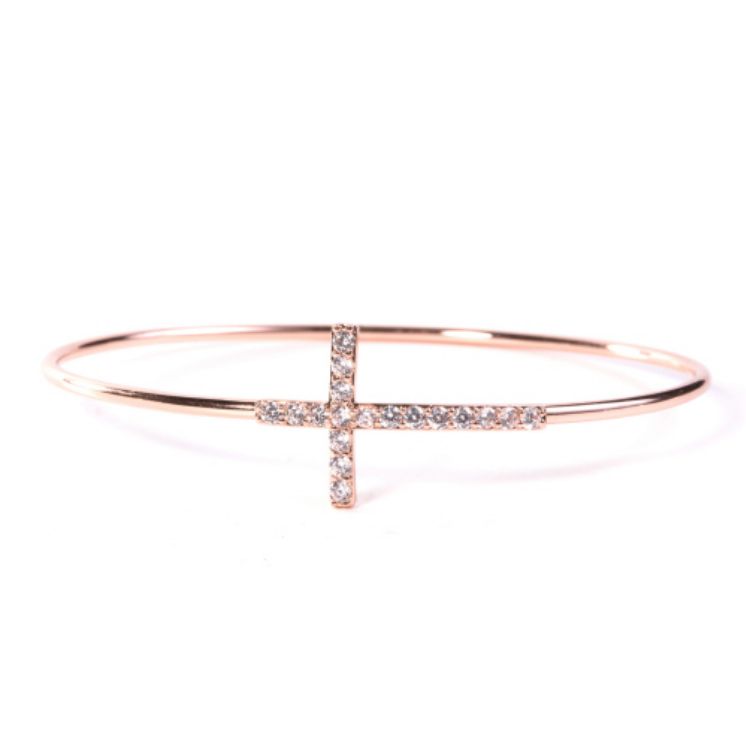 Timeless Radiance - Cross Bangle - Rosegold