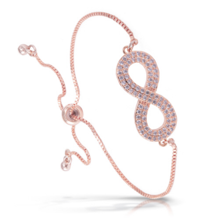 Ice Blu Infinity Pull-Cord Bracelet - Rosegold