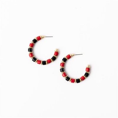 Earrings Cara Red &amp; Black - Medium