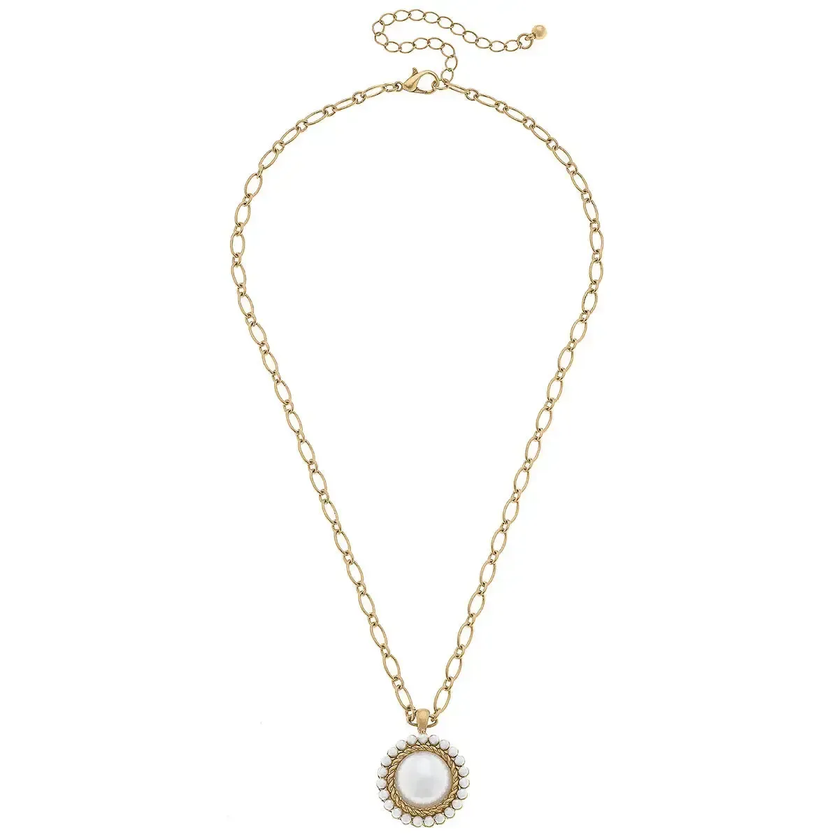 Remi Pearl Cluster Cabochon Necklace in Worn Gold