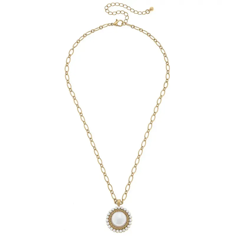Remi Pearl Cluster Cabochon Necklace in Worn Gold