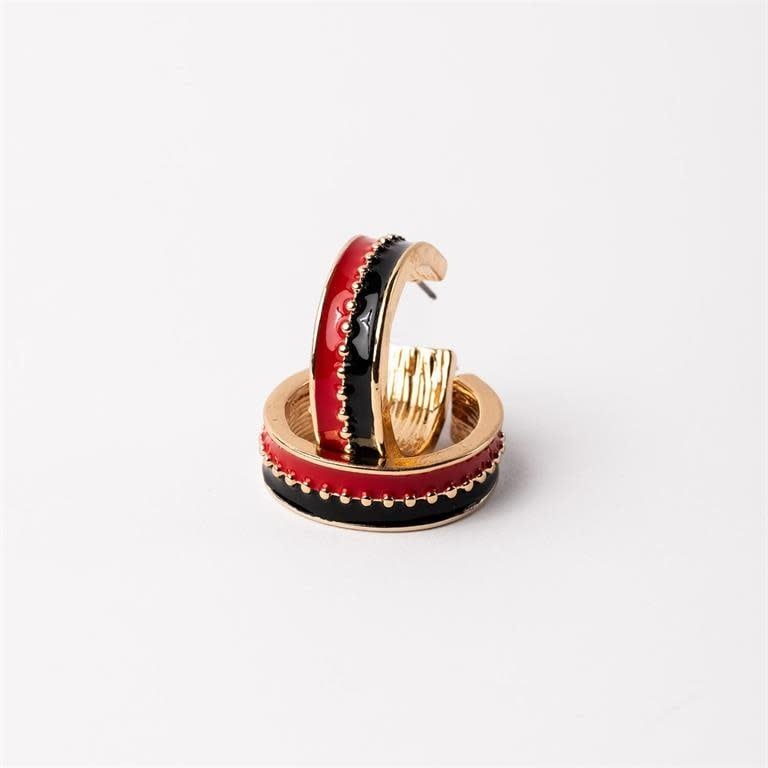 Earrings Meaghan Red &amp; Black - Small