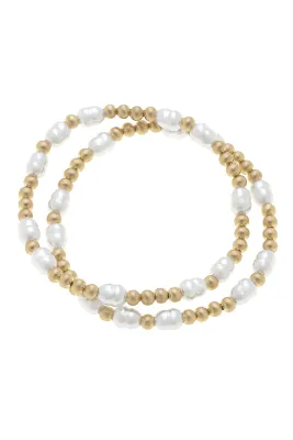 Morgan Ball Bead &amp; Pearl Stretch Bracelets (Set of 2)