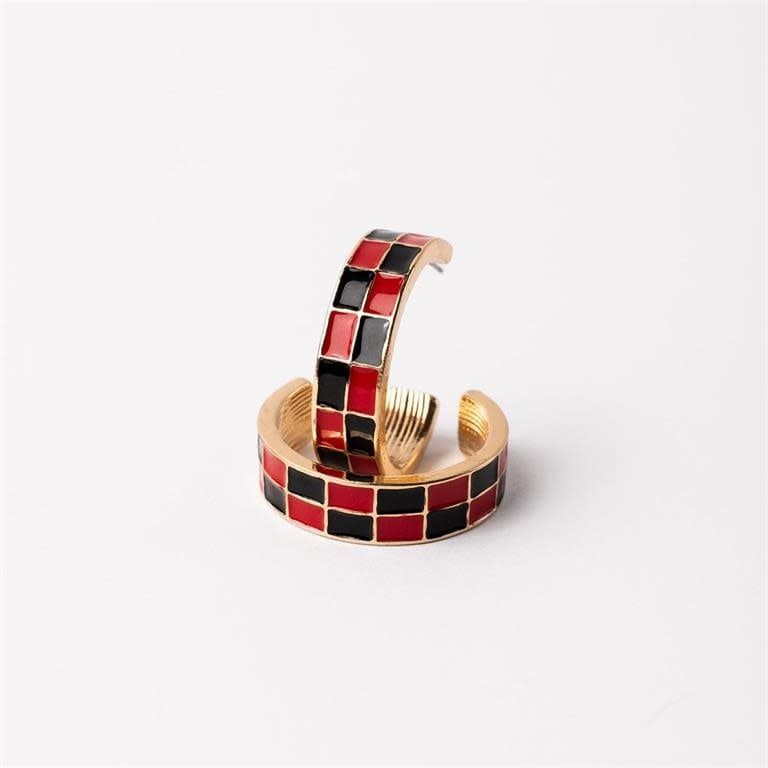 Earrings Sunny Red &amp; Black - Small