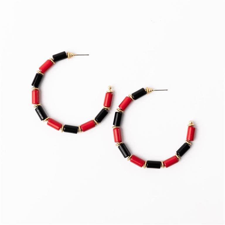 Earrings Cara Red &amp; Black - Large