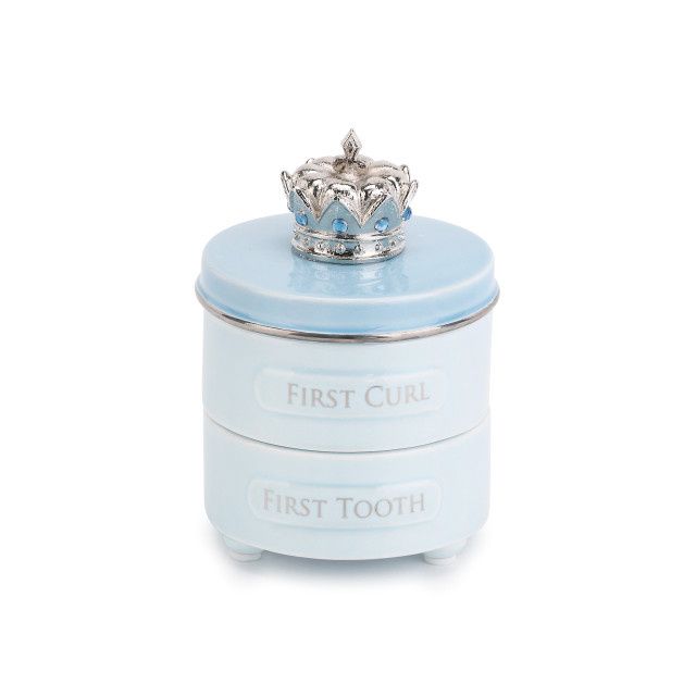 Blue First Tooth &amp; Curl Keepsake Box
