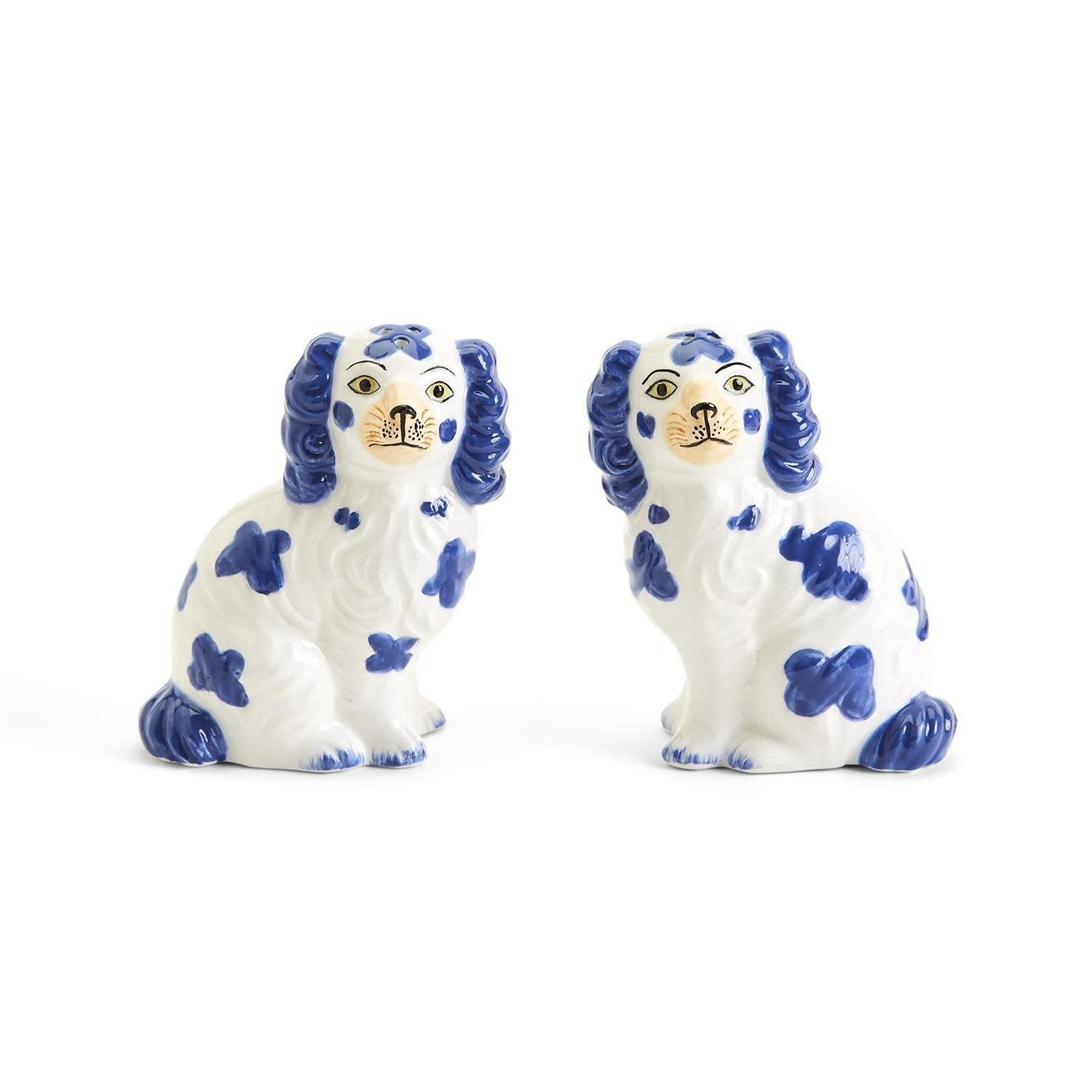 Staffordshire Dog Salt and Pepper Shaker Set - Hand Painted Ceramic