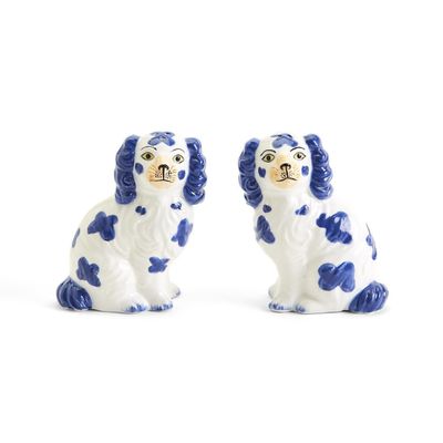 Staffordshire Dog Salt and Pepper Shaker Set - Hand Painted Ceramic