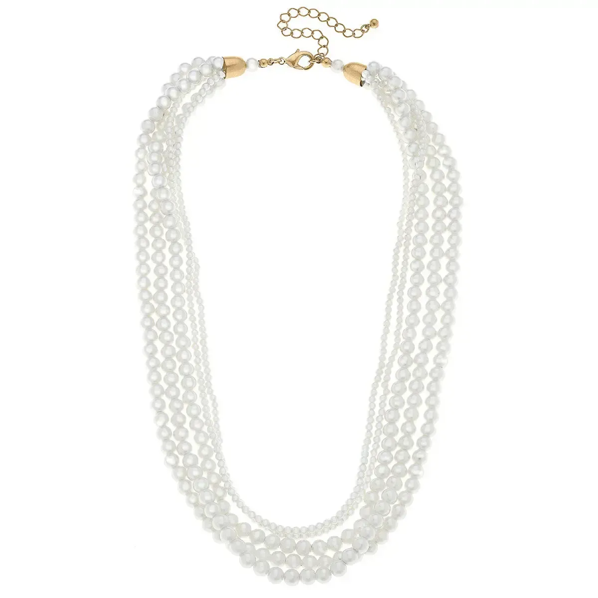 Theresa Multi Strand Pearl Necklace in Ivory