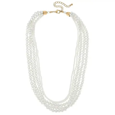 Theresa Multi Strand Pearl Necklace in Ivory