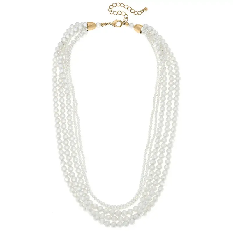 Theresa Multi Strand Pearl Necklace in Ivory
