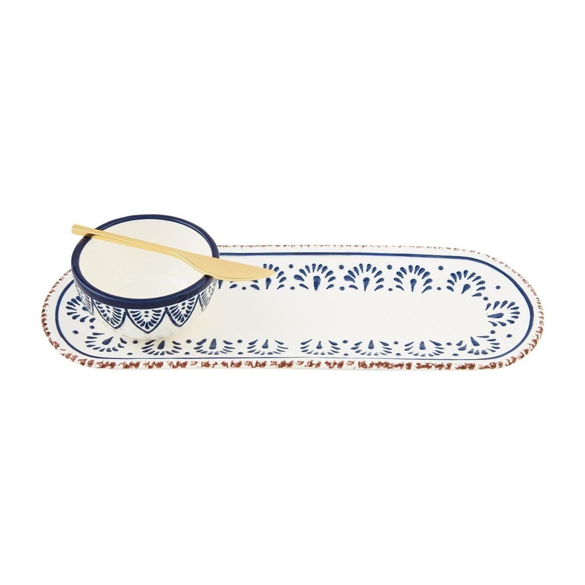Blue Floral Tray &amp; Dip Set