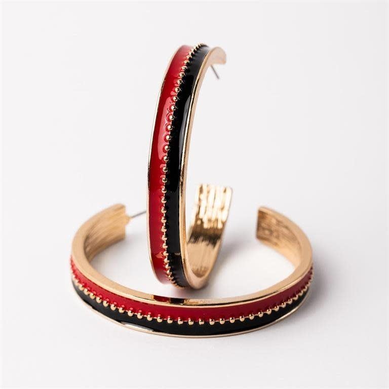 Earrings Meaghan Red &amp; Black - Large
