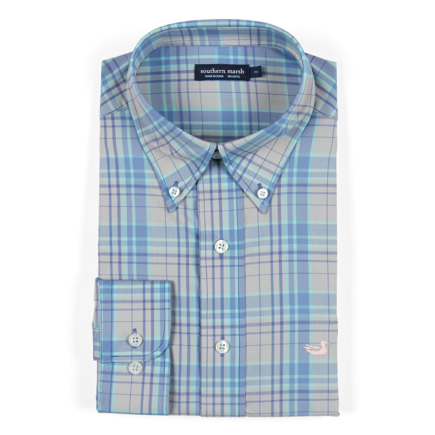 Louisville Performance Dress Shirt, Color: Blue &amp; Gray, Size: S