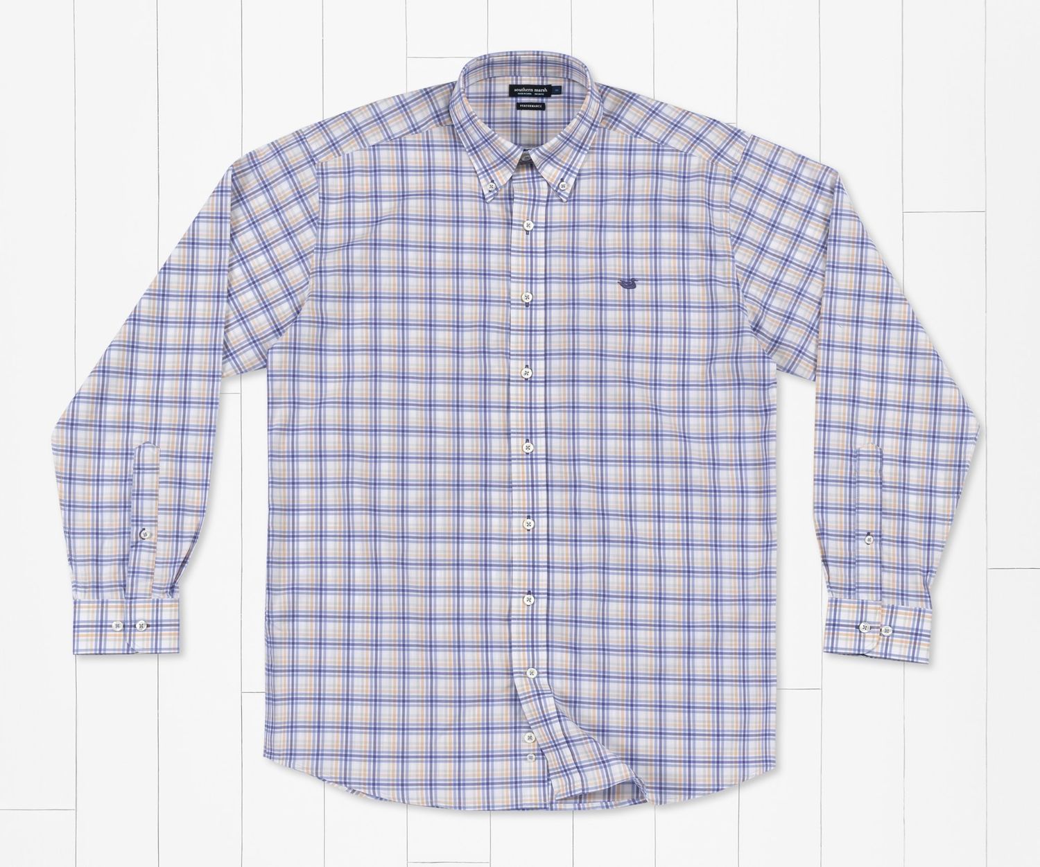 Putnam Performance Windowpane  Dress Shirt, Color: Purple &amp; Peach, Size: S