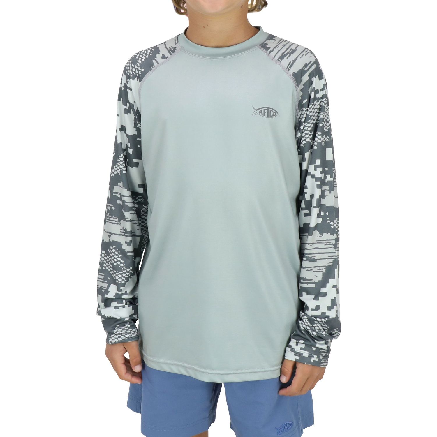 Youth Tactical Camo LS Performance Shirt , Color: Light Gray Digi, Size: YS