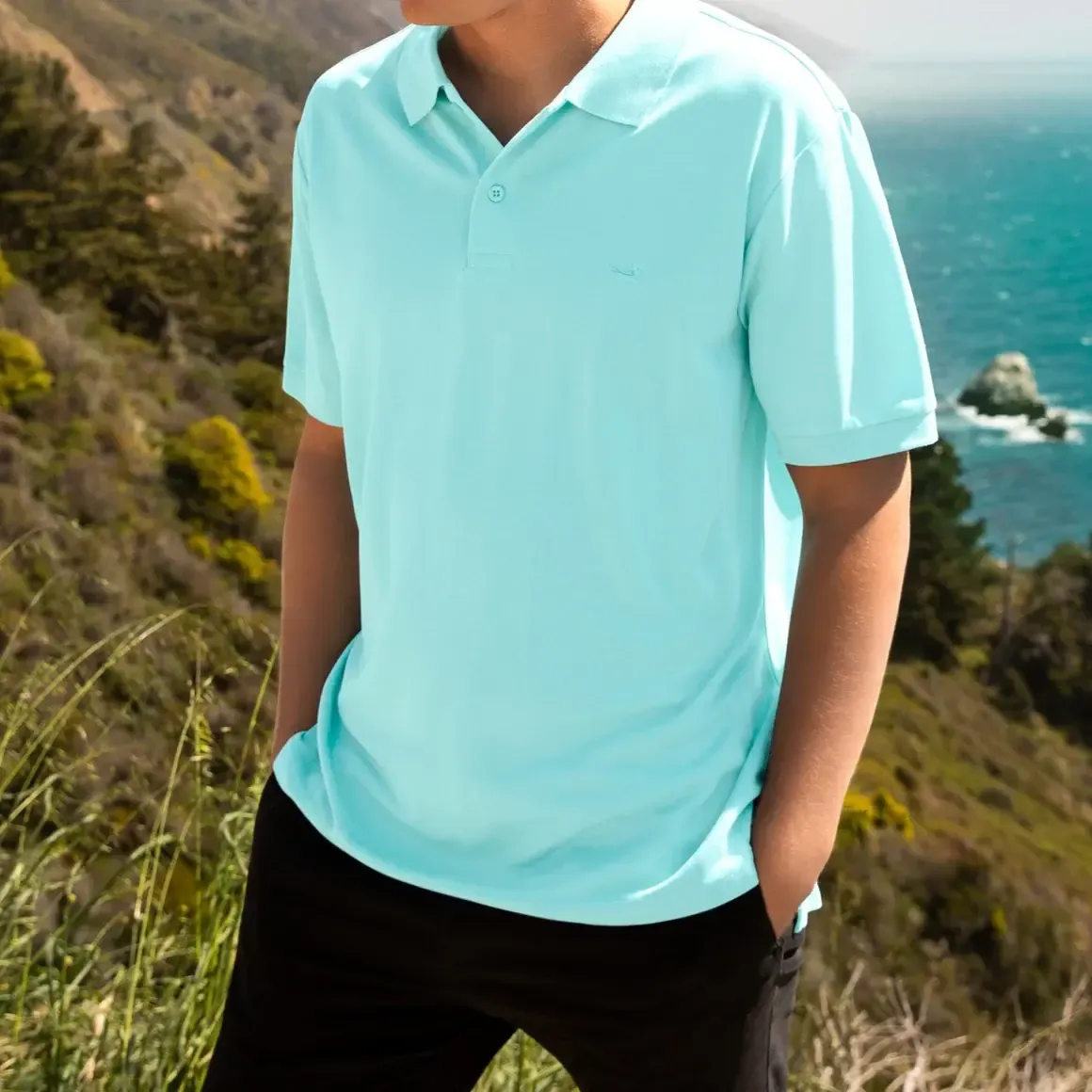Cayman Sandwashed Polo, Color: Antigua Blue, Size: S