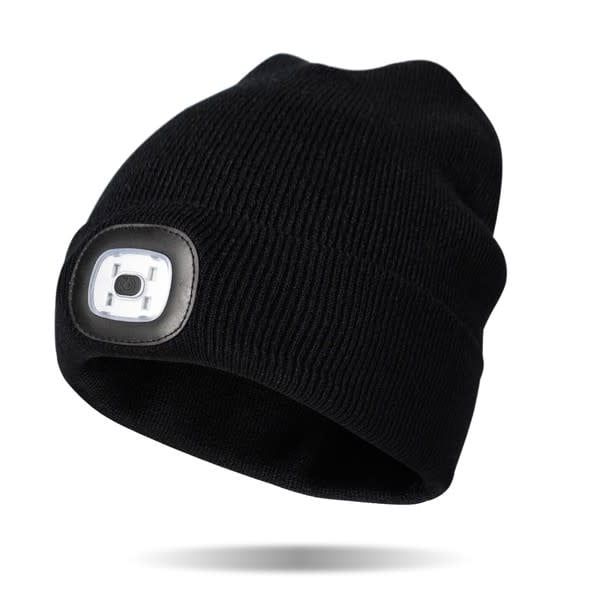 Rechargable LED Beanie-OSFM, Color: Black