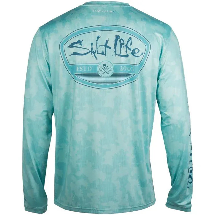 CamoX Long Sleeve Performance Pocket Tee, Color: Aruba Blue, Size: S