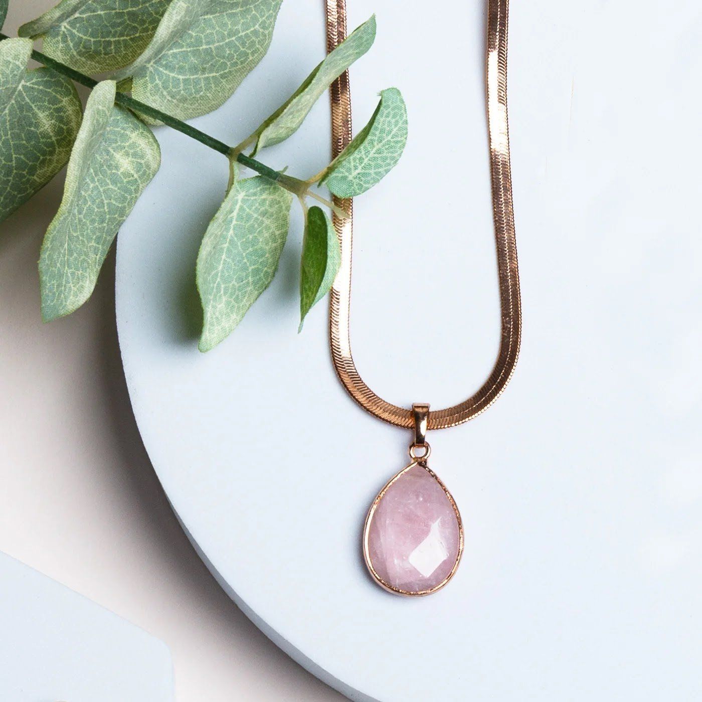 Snake Chain Pendant Necklace, Color: Rose Gold