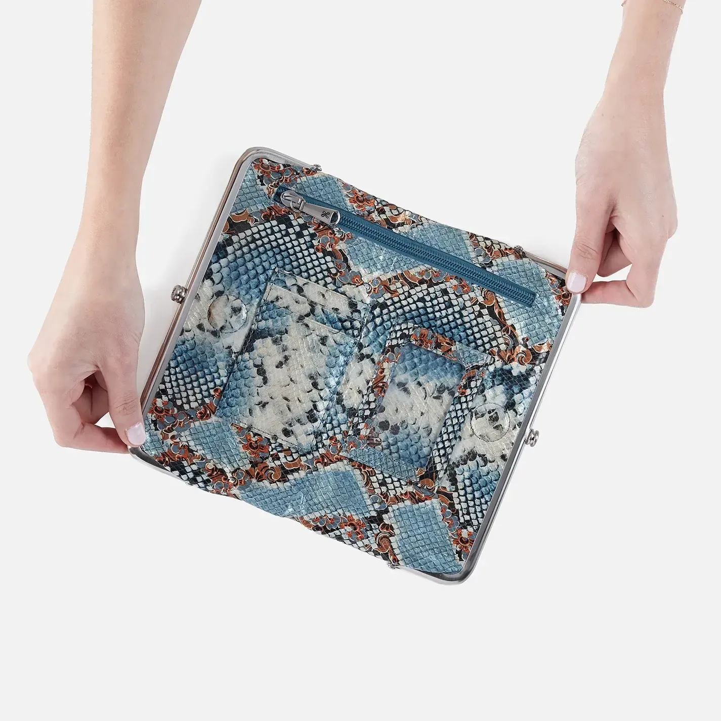Lauren Wallet/Clutch - Printed Leather, Color: Blue Tempest