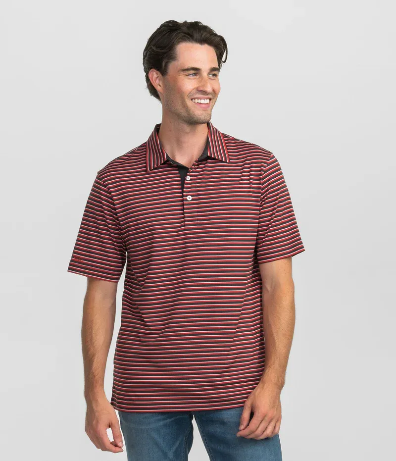 Starting Lineup Stripe Polo, Color: Red Zone, Size: SM