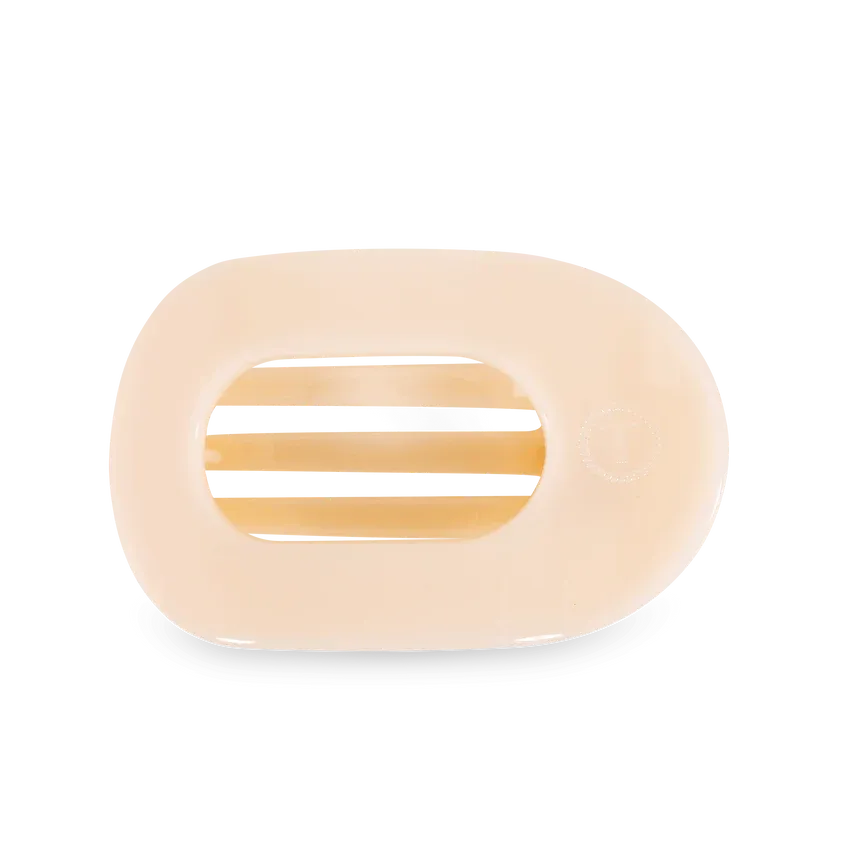 Teleties - Large Flat Round  Hair Clip, Pattern: Almond Beige
