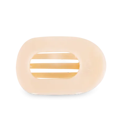 Teleties - Large Flat Round  Hair Clip, Pattern: Almond Beige