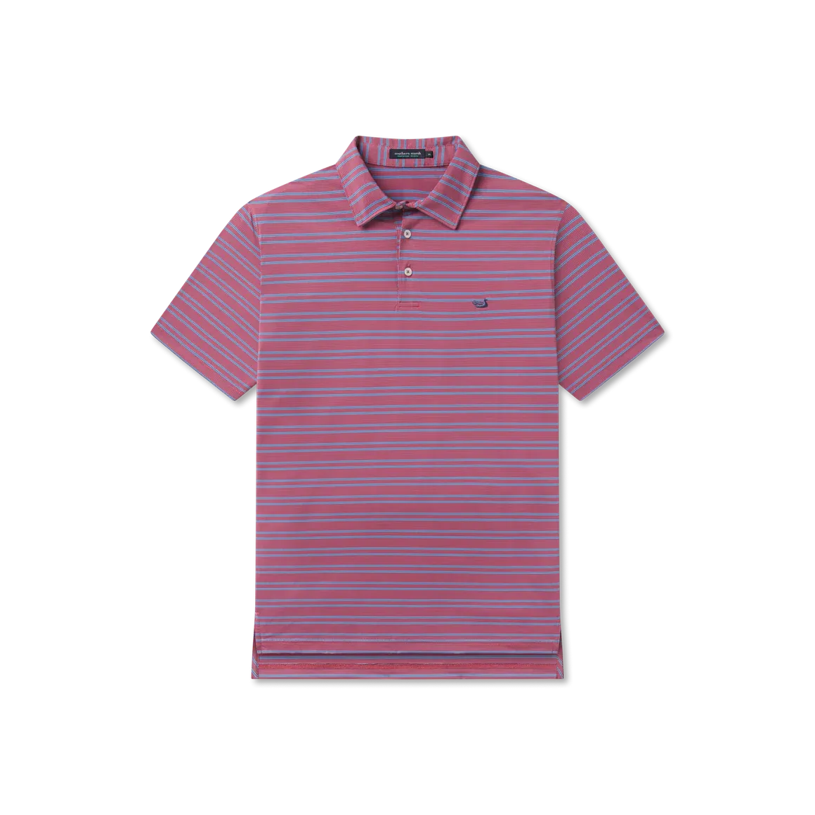 Youth Bermuda Performance Polo - Naples Stripe, Color: Blue and Strawberry Fizz, Size: YS