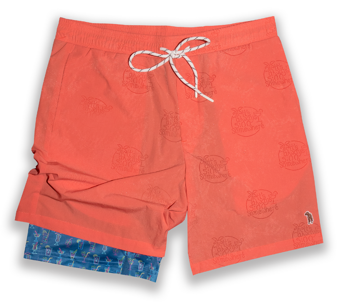 Water Activated Swim Shorts, Color: 5 0&#39;Clock &amp; Neon Coctails, Size: S