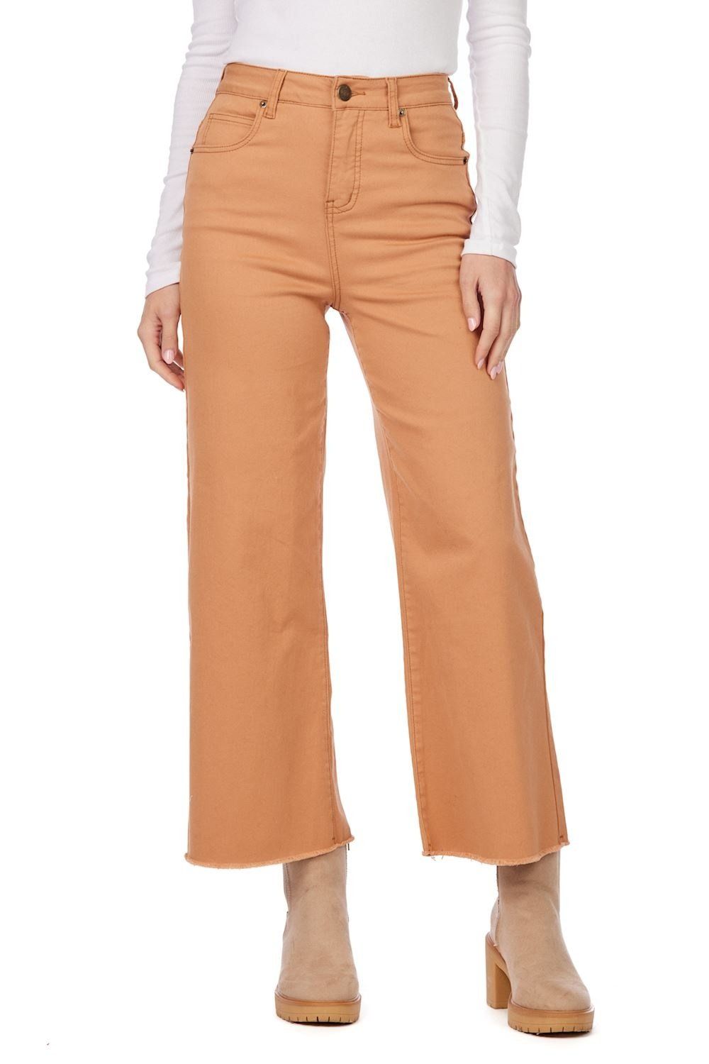 Crawford Wide Leg Jeans, Color: Orange, Size: XS