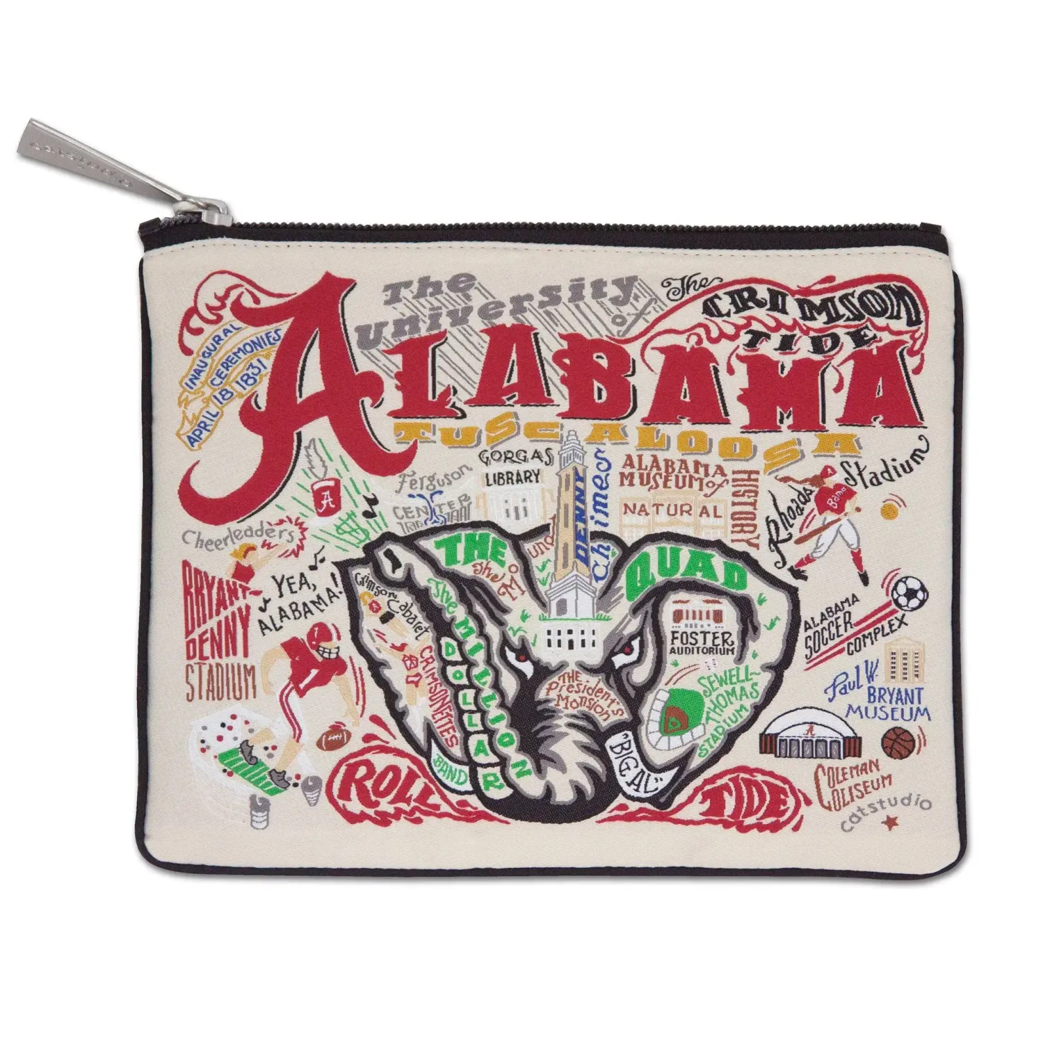 University of Collegiate Zip Pouch, Pattern: Alabama, University Of