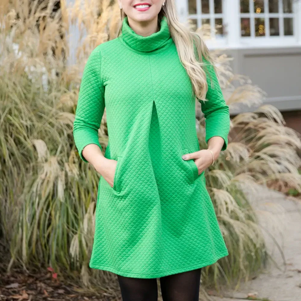 Vickie Quilted Dress, Color: Green, Size: S